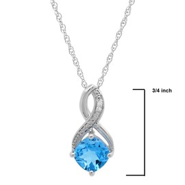 Swiss Blue Topaz and Diamond Pendant Necklace in Sterling Silver (1 3/4ct tgw) |18 inch Sterling Silver Chain