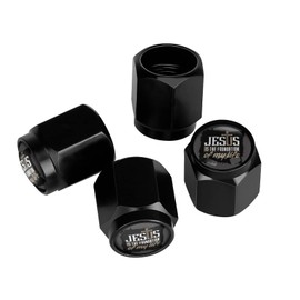Muishi Bible Lettering Christian Jesus Tire Valve Stem Caps, Aluminum Black Stem Tire Valve Caps Universal Stem Covers for Cars, SUVs, Trucks, Bikes, Motorcycles, Bic