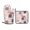 Oplp Funny Pink Cute Cats Oven Mitts and Pot Holders