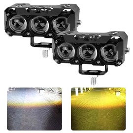 Luces Exploradoras LED para Moto IP68 Impermeable, Kit de Faros Auxiliares Ambar y Blanco de Alta Potencia con Luces Antiniebla Todoterreno,...       