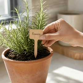 Smart Garden Tags de bambú Identificador para Plantas 6x10 cm Incluye 20 Piezas Ideal para macetas, Jardines, huertos urbanos