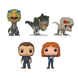 Funko Pop! Jurassic World Dominion - Set of 5 - Set 1: Claire Dearing, Owen Grady, Therizinosaurus, Giganotosaurus, Atrociraptor (Ghost)