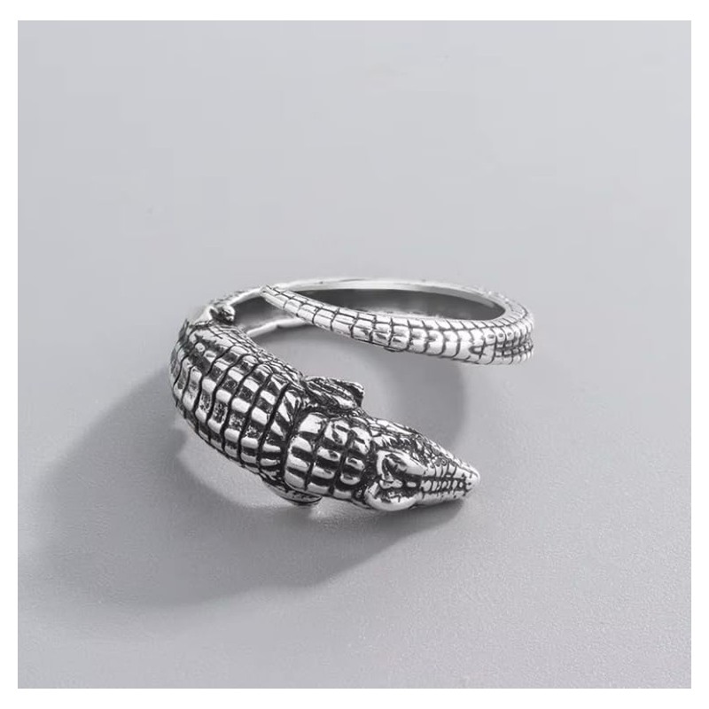 The Charmery Crocodile Alligator Sterling Silver 925 Adjustable Ring
