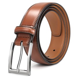 LCG LUCHENGYI Mens Genuine Leather Dress Belt Classic Casual Belt with Single Prong Buckle for Jeans Pants Work and Business