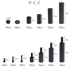 M2 Nylon Screw Nut 320 Piece Set Hex Spacer Screw Set Standoffs M2 Hex Hex Head Hex Bolt Nut Kit for PCB Fixing Machinery Repair Precision Machinery with Storage Case Black