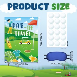 Cholemy 38 Pcs Golf Party Games Par Tee Time Pin the Golf Ball on the Hole Game Poster Stickers with Blindfolds Golf Game Party Decorations for Boy Girl Women Golf Birthday Party Supplies Decoration