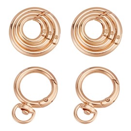 DELORIGIN 16PCS Gold Key Ring 4 Styles Alloy Spring O Rings Round Carabiner Clips Small Trigger Keychain Rings with Loop for Handbag Lanyard Keychain Dog Collar Leather DIY Crafts Jewelry Making