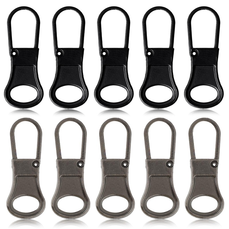 Ouligay 10pcs Zipper Pull Replacement Detachable Zipper Pull Tab Metal