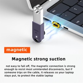 xiwai Magnetic 10Gbps USB-C Port Type C Male to USB3.0 Women Up Angled 90 Degree Data OTG Adapter for Phone Laptop