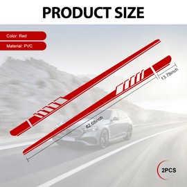 Tippwoo 2 PCS Car Body Side Skirt Stickers, 88.58" x 4.52" BK Material Racing Stripe Side Door Decoration Stickers, Self-Adhesive Quick Installation Multi-Purpose Accessories, for Cars (Red)