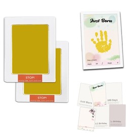lollipopk [No Mess Ink] Handprint Stamp, Baby Handprint Set, Baby Gift Gift, Naming Book, 100th Celebration, Baby Product, Baby Frame Included (Gold)