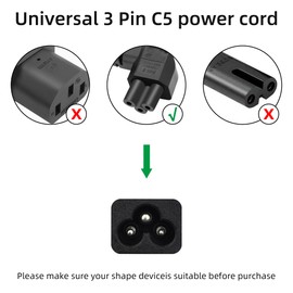 GELRHONR IEC320 C14 to Two C5 PDU Power Extension Cords, C14 Male to 90 Degree Double Curved C5 Female Power Cords for Computers, Used in a Variety of Electrical Equipment，Laptop, (Down Angle-0.3M)