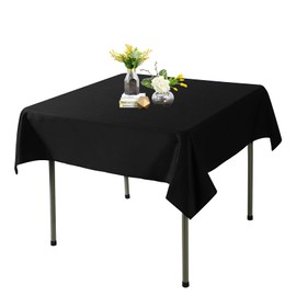 Square Tablecloth - 70x70 Inch Square Tablecloth - Stain and Wrinkle Resistant Washable Polyester Table Cloth, Decorative Fabric Table Cover for Dining Table, Buffet Parties and Wedding,Black