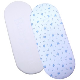 BabyPrem 2 Fitted Cotton Moses Basket Sheets (73-76 x 28-30cm) Blue Teddy