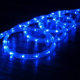 WYZworks 1116LEDs, 100ft LED Blue Outside Rope Light Waterproof Permanent Outdoor Exterior Extendable Flexible Clear Shell Connectable, ETL Safety Certified Holiday Christmas Decoration Lighting