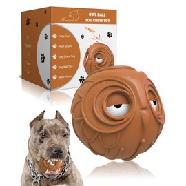 Giggle Ball for Dogs Owl Dog Toys for Aggressive Chewers Medium Large Dogs Fun Gift for Dog Natural Rubber Herding Ball for Dogs Cute Owl Hoot Brown New