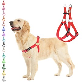 PUPTECK No Pull Dog Harness Soft Adjustable Basic Nylon Step in Puppy Vest Outdoor Walking with ID Tag Red