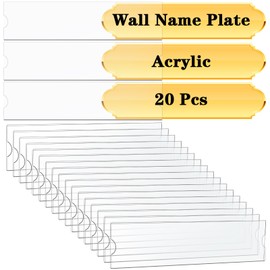 20 Pcs Acrylic Wall Name Plate Holder 2x8 Inch, Clear Plastic Sign Holder Horizontal with Adhesive Tape, Office Name Plate with Adhesive Tapes, Door Name Plate Wall Nameplate Clear Sign Holder Frame