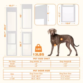 NAIZEA Doggy Door for Sliding Glass Doors Adjustable Height 74.8"-86.5" 2 Sizes - 80.7'' to 86.5" Hx15.7'' W