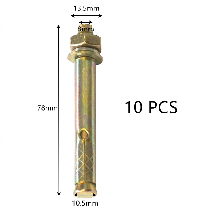 10 PCS M8*80mm Expansion Bolts,Hex Bolt Sleeve,Concrete Anchor (M8*80mm, 10)