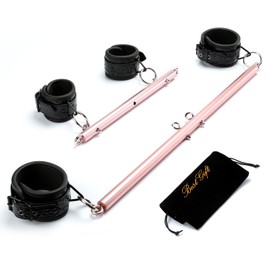 Extendable Bar for Legs Rose Ankle Spreader Bar, with 4 Black Adjustable Straps, Stainless Steel Leg Bar for Home, Yoga Sports Training Fitness Gear, Yoga Gift