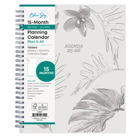 Blue Sky 15 Month 2025-2026 Weekly and Monthly Academic Year Planner Calendar, April 2025 - June 2026, 7" x 9", Flexible Cover, Wirebound, Laminated Tabs, Includes Ruler & Sticky Notes, Tropical