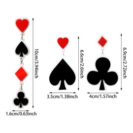 Honbay 2 Pairs of Acrylic Poker Card Dangle Drop Earrings Creative Funny Spades Hearts Diamonds Clubs Playing Cards Game Cards Pendant Earrings Casino Jewelry Irregular Asymmetrical Casual Earrings