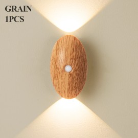 Motion Sensor Wireless Magnetic Smart Home Decor Night Lights Usb Rechargeable Led Wall Lamps Bedroom Bedside Lights for HomeBody color: Wood, Lamp Power(W): 1, Lamp Sizes: Small