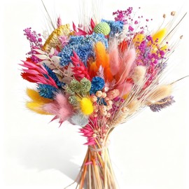 130Pcs Bright-Coloured Dried Flowers Bouquet 17Style