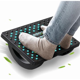 Foot Rest for Under Desk at Work -  Foot Stools for Under Office Desk - Rocking Footrest with Roller  -  Rest for Chair, Computer Gaming - Promote  Circulation - Color: Black