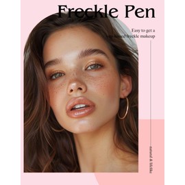 Wugbc Freckle Pen, Upgrade Liquid Fake Freckles Stamp Air Cushion, Long Lasting Faux Freckle Pen Waterproof Quick Dry Magic Natural Lifelike Sunkissed Freckle Marker Makeup, 02 Middle
