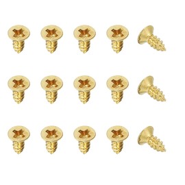 YELARXI Brass Wood Screws Self Tapping Screws, M3 x 8 mm Flat Cross Head Fit for Door Hinges Electronics Furniture (100 Pack, Gold Tone)