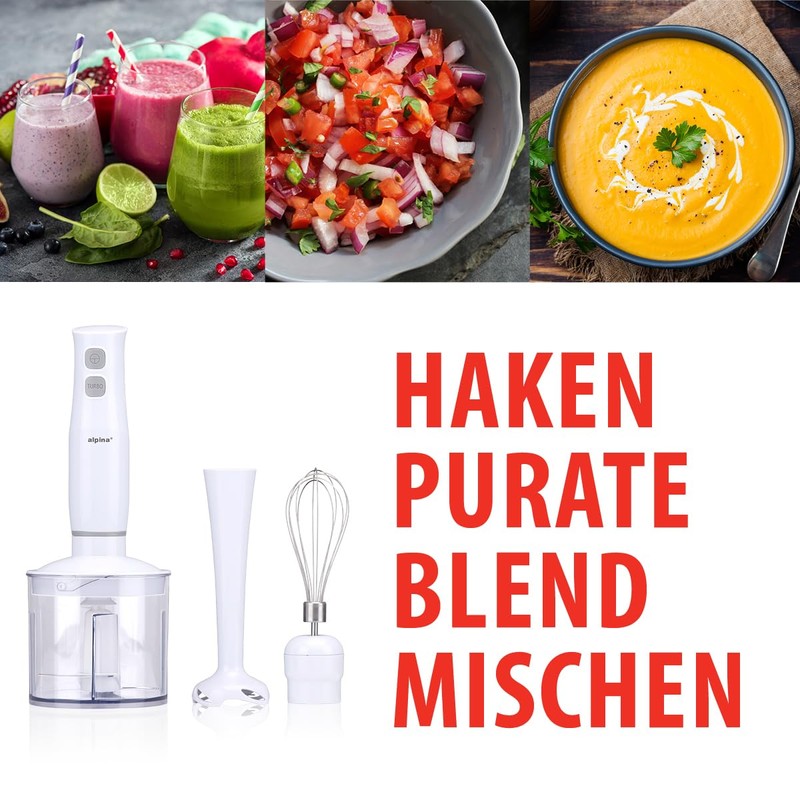alpina Hand Blender Set - Purée Stick Chopper - Hand