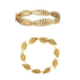 DVOFU 2Pieces Leaf Headband Golden leaves Headband and Roman Wreath Greek Crown Cosplay Role Playing Masquerade Accessories for Women Fashion Fancy Dress
