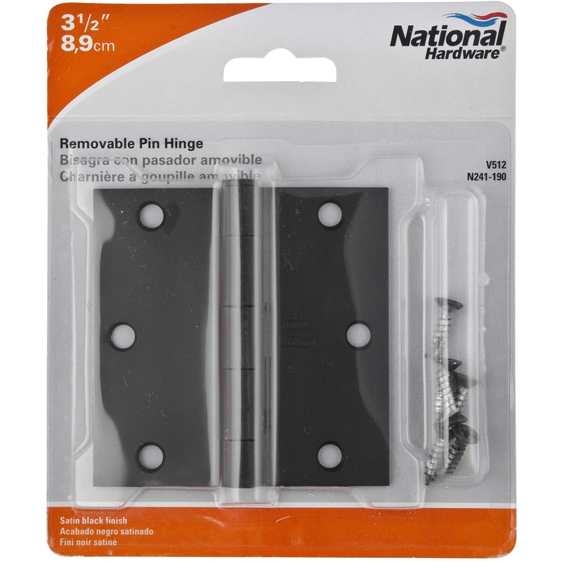 National Hardware N241-190 V512 Door Hinge in Black,3-1/2 Inch