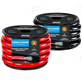 1 AWG UL 1426 (The Real Thing) Marine Wire - Tinned Copper Battery Boat Cable - 15 Feet Red/Black