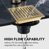 TRJIKAG 6 Inch Square Shower Floor Drain, Stainless Steel Black