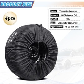 SilverChry Car Tyre Cover for 4 Tyres, Tyre Cover, Spare Wheel Protective Cover, Waterproof Wheel Cover, Tyre Bag, Tyre Bag Set, Spare Wheel Cover, Universal Replacement Wheel Covers