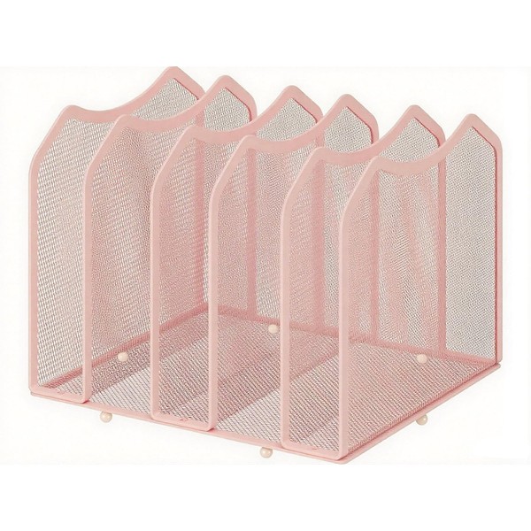 Simple Trending Mesh Desktop File Sorter Organizer, 5-Section Bookshelf for