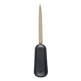 Dacasso Black Leather Letter Opener with Gold Blade