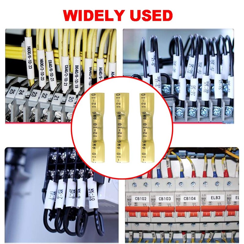 CEEYSEE 50Pcs Heat Shrink Butt Connectors 12-10 AWG Yellow Insulated