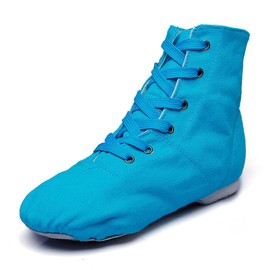 MSMAX Canvas Women's Lace-up Jazz Dance Boots Blue,7.5 M US