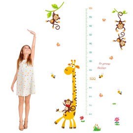 Children's Height Chart Baby Height Chart Children's Room Height Chart Size Gauge Children and Baby 3D Giraffe Altimeter Children's Measuring Bar Wall Sticker Wall Decoration Wall Picture Wall Sticker