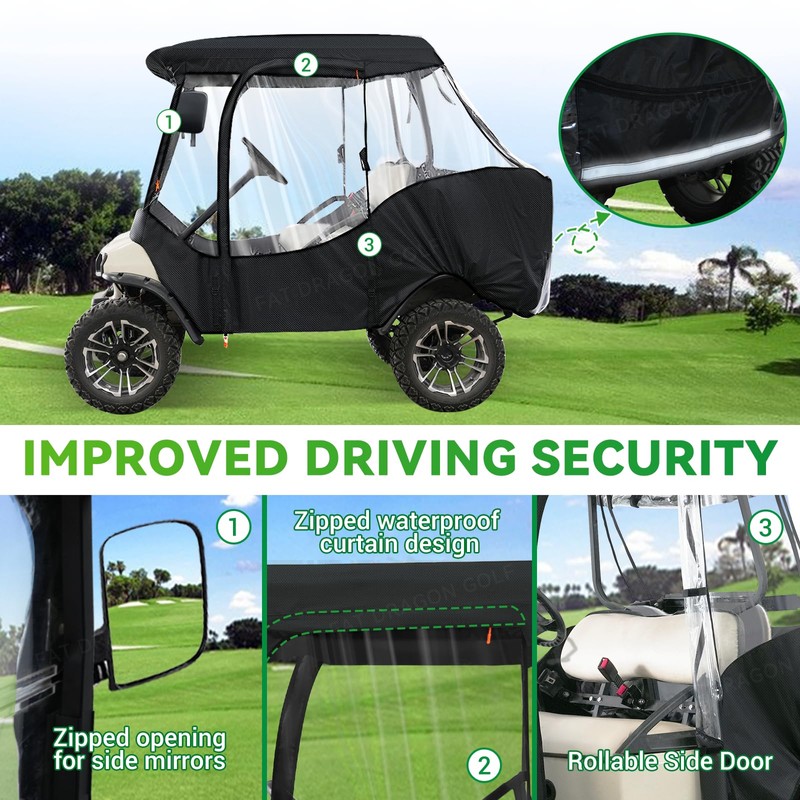 Panglong Club Car DS Enclosure, Multifunctional Polyester Golf Cart Cover-Waterproof