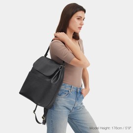 Kattee Leather Backpack Purse for Women Travel Fashion Designer Ladies Laptop Backpack, Black