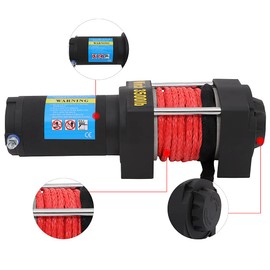 OCPTY Electric Winch 3500lbs 12V Synthetic Rope w/Wireless Remote ATV/UTV