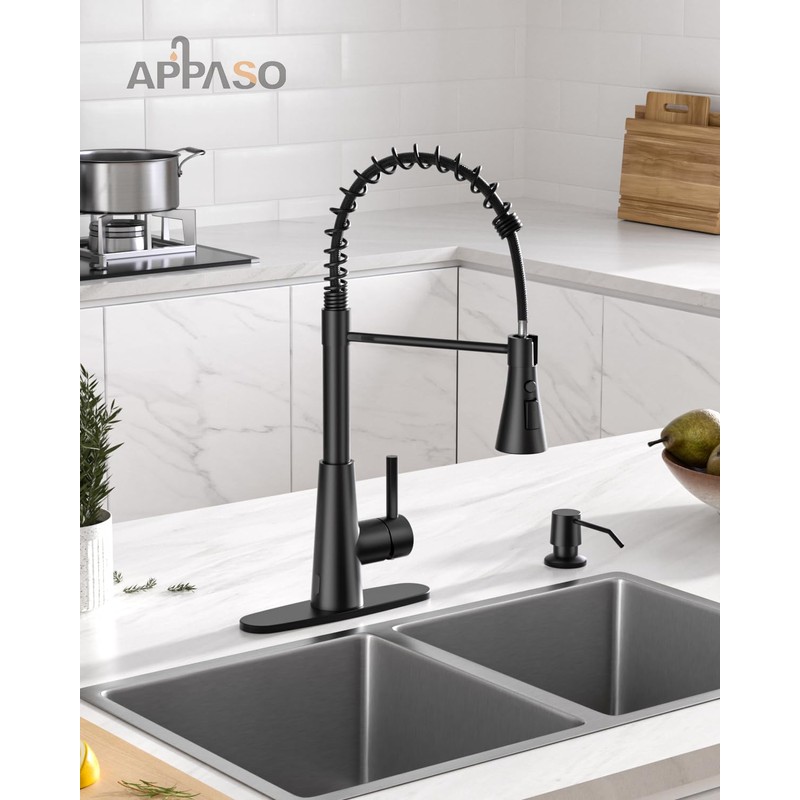 APPASO Pull Down Kitchen Faucet Touchless Black, Motion Sensor Activated