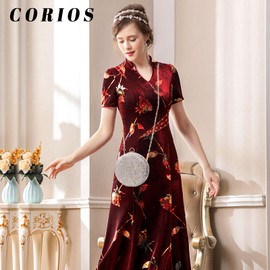 CORIOS Round Velvet Clutch Purses for Women Flower Evening Bag Vintage Handbag Bridal Wedding Purse Ladies Crossbody Bag Elegant Shoulder Bag for Wedding Banquet Prom Cocktail Party Apricot