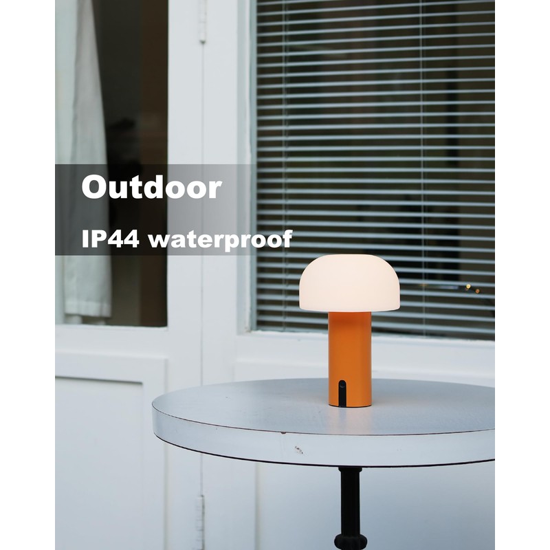 WEILAILUX Cordless Mushroom Table Lamp, Waterproof Shower Lamp, Battery Operated
