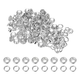 HARFINGTON 100 Set Color Round Grommets 5mm 3/16" Hole Metal Eyelets with Washers for Scrapbooking Shoes Clothes Leather Canvas, Silver Tone